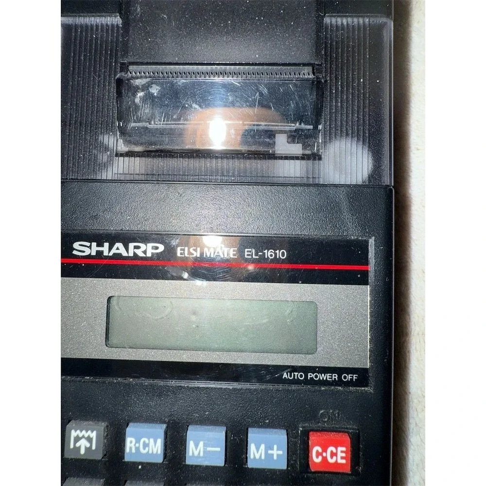 Vintage Sharp ELSI MATE EL-1610 Calculator‎ with Leather Case